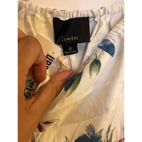 Urban Outfitters Lumiere Ivory/Red/Blue Floral Print Dress SZ M - Picture 12 of 16